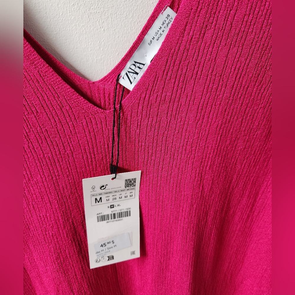 Zara Deep V Tunic, Pink, Size US M - Picture 5 of 7
